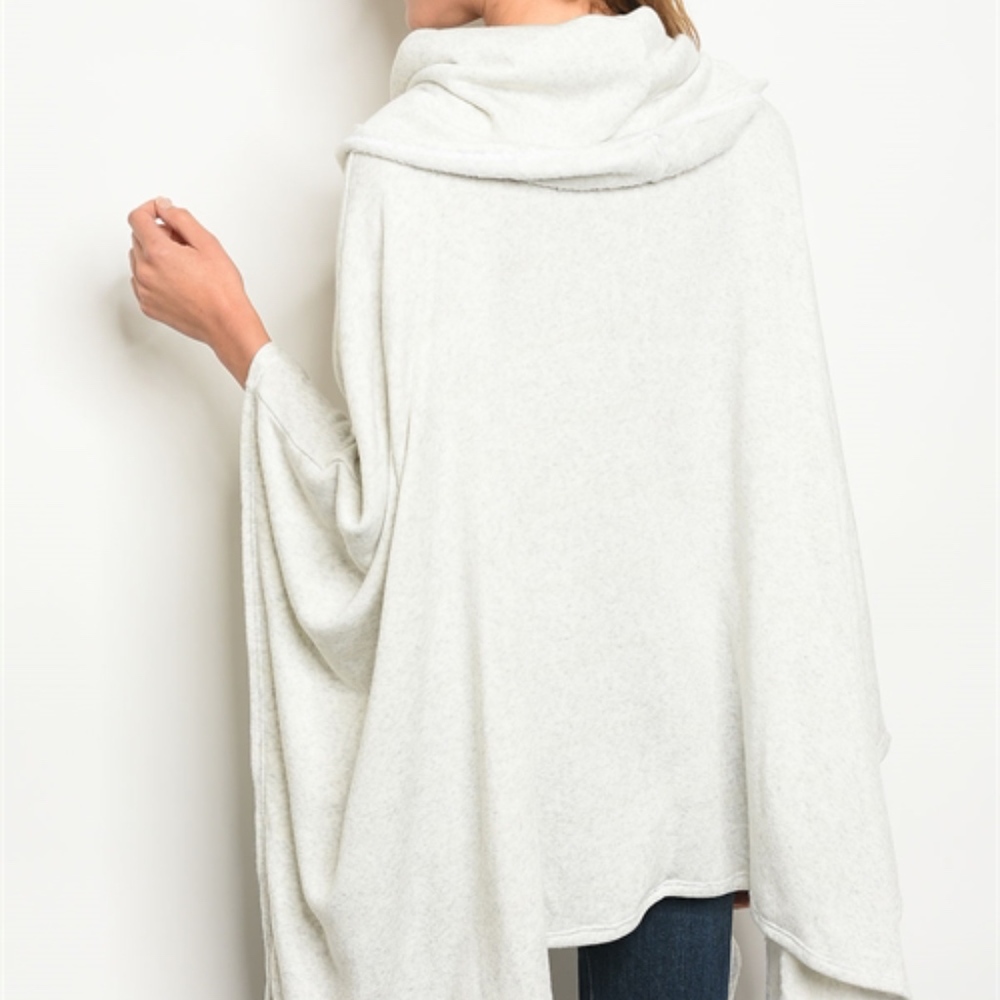 LAST 1 OATMEAL COWL NECK KNIT TUNIC PONCHO SWEATER - Picture 3 of 4